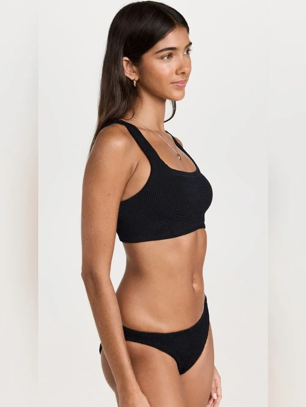 Hunza G Xandra Bikini in Black Square-Neck Black Set - Women Swimwear One Size